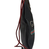 Gucci Black Leather Drawstring Backpack