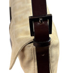 Fendi Vintage FF Ivory Canvas Baguette Shoulder Bag