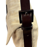 Fendi Vintage FF Ivory Canvas Baguette Shoulder Bag