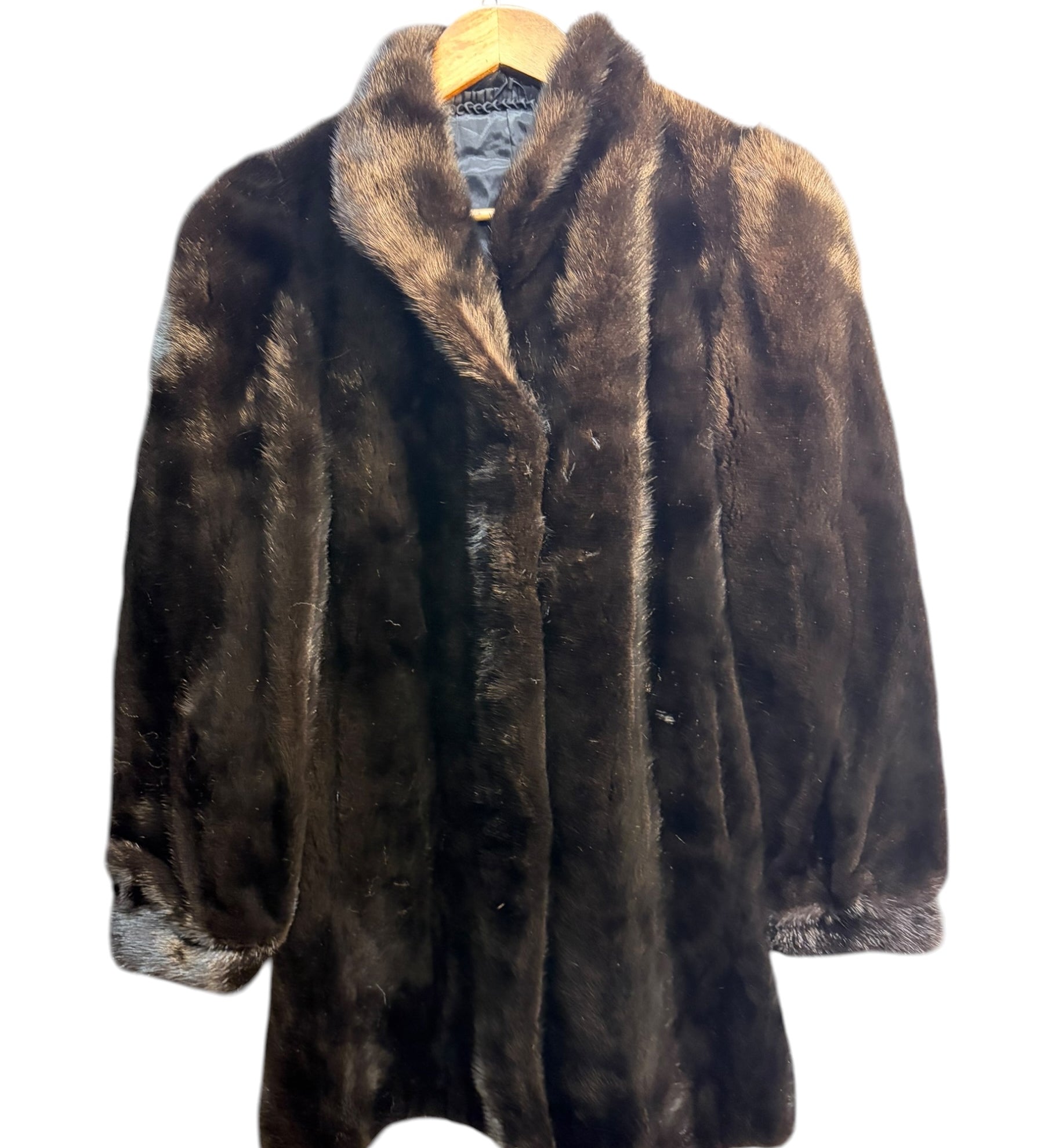 Vintage Black Mink Fur Long Coat