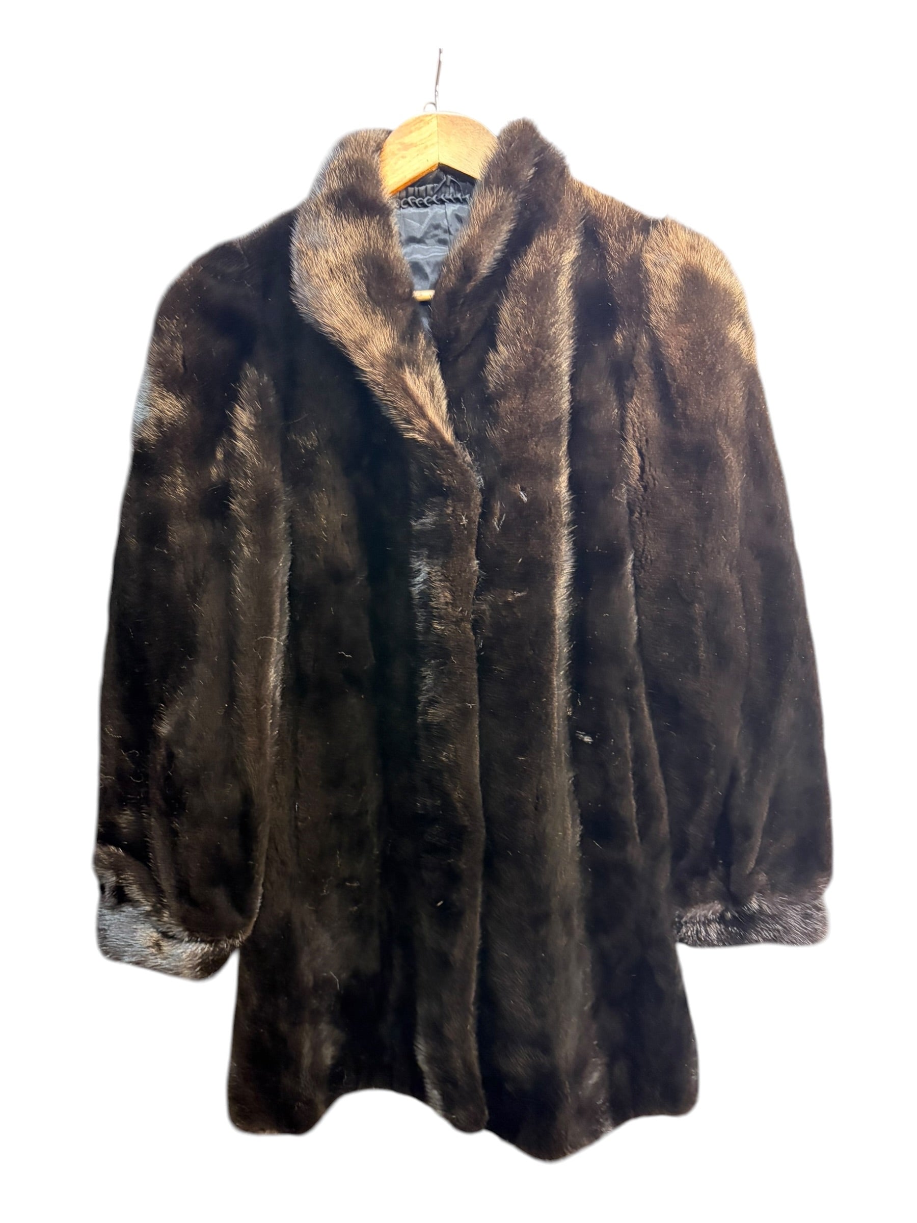 Vintage Black Mink Fur Long Coat