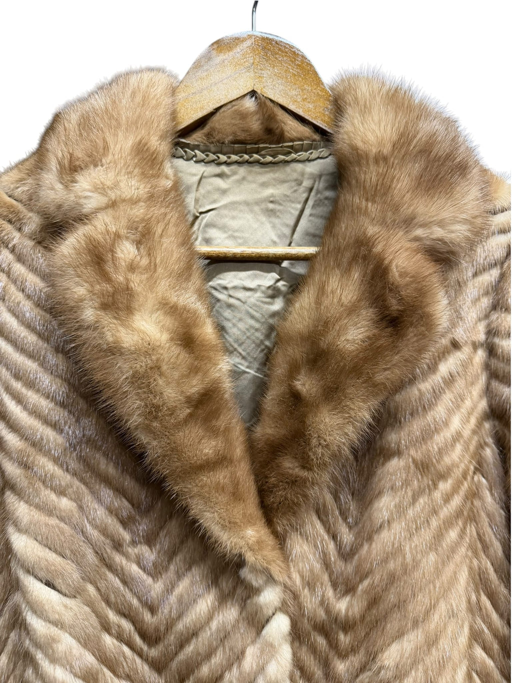Vintage Brown Chevron Mink Fur Coat