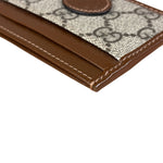 Gucci Brown Leather Trim GG Supreme Card Holder