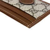 Gucci Brown Leather Trim GG Supreme Card Holder