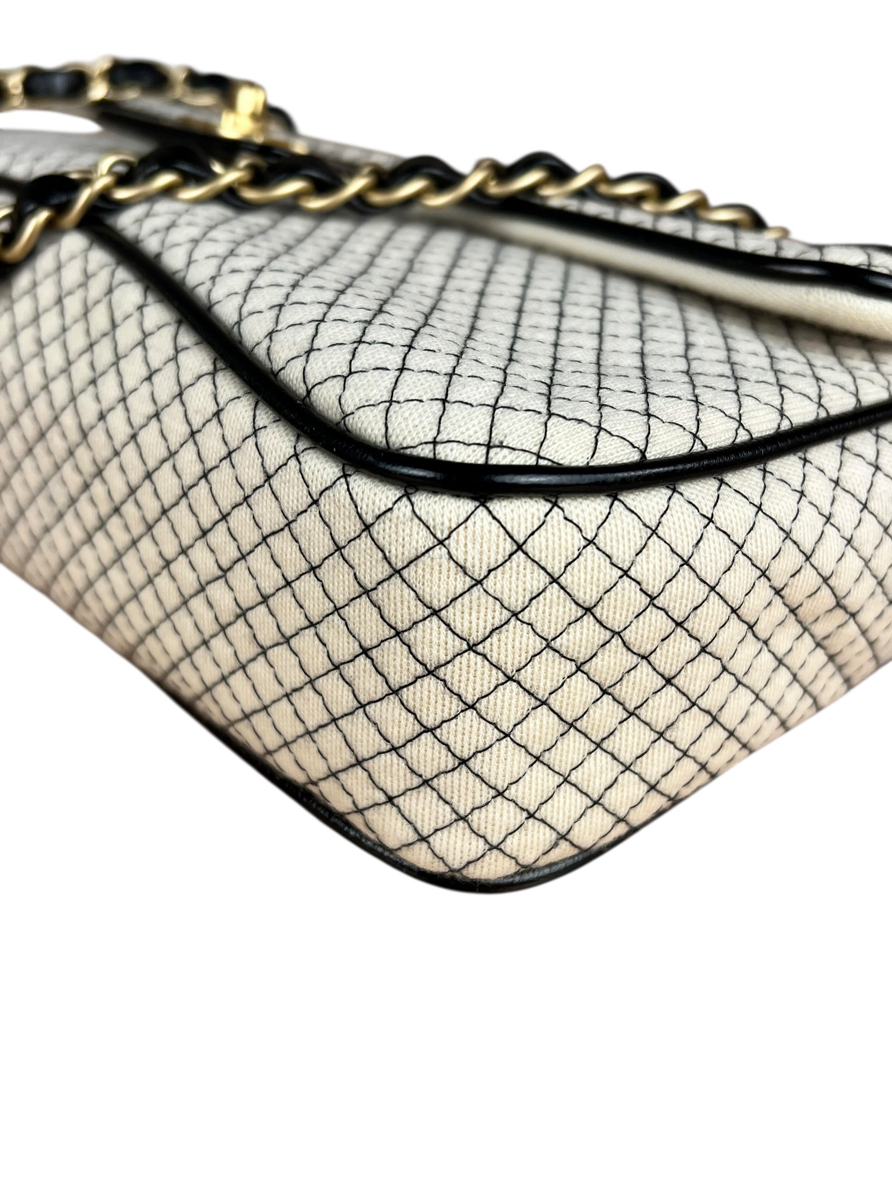 Chanel East West Beige Jersey Flap Bag 2002