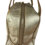 Yves Saint Laurent Gold Leather Embossed YSL Logo Handbag