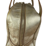 Yves Saint Laurent Gold Leather Embossed YSL Logo Handbag