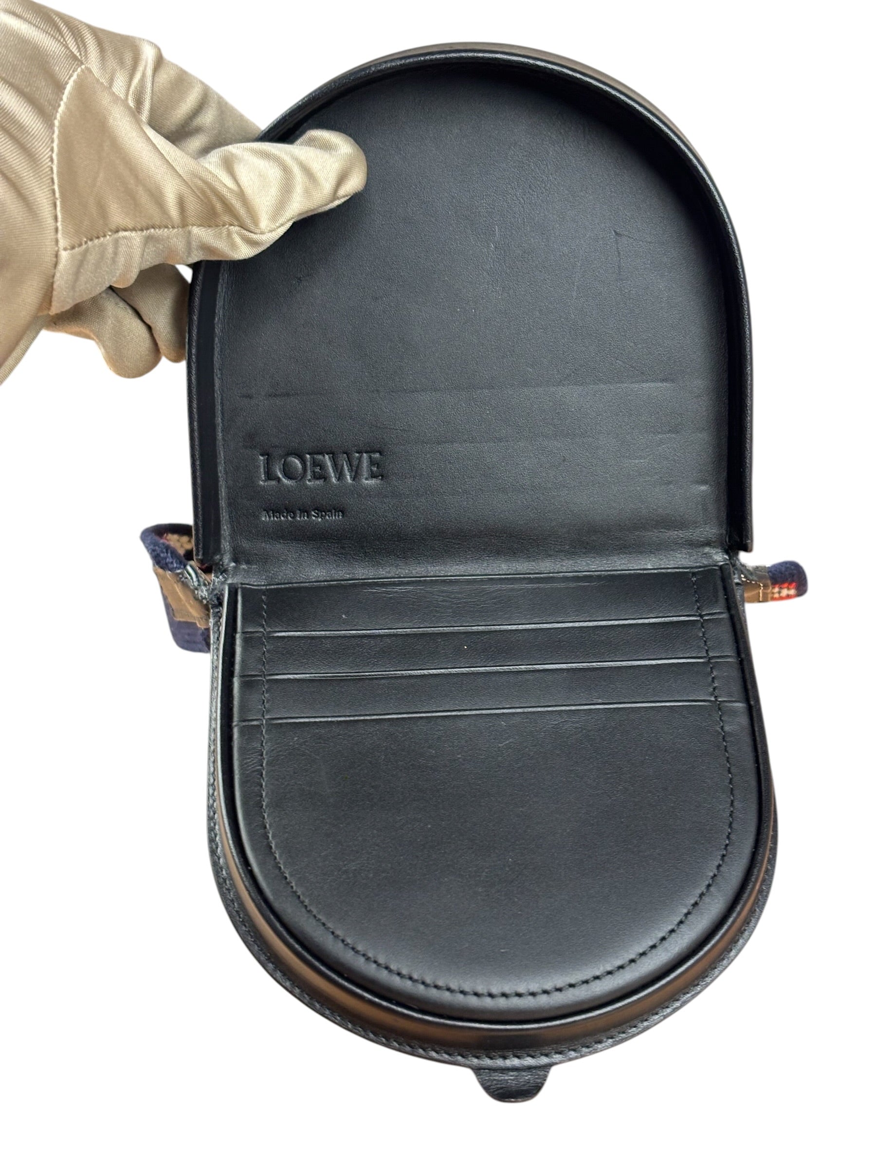 Loewe Anagram Black Leather Heel Crossbody Pochette