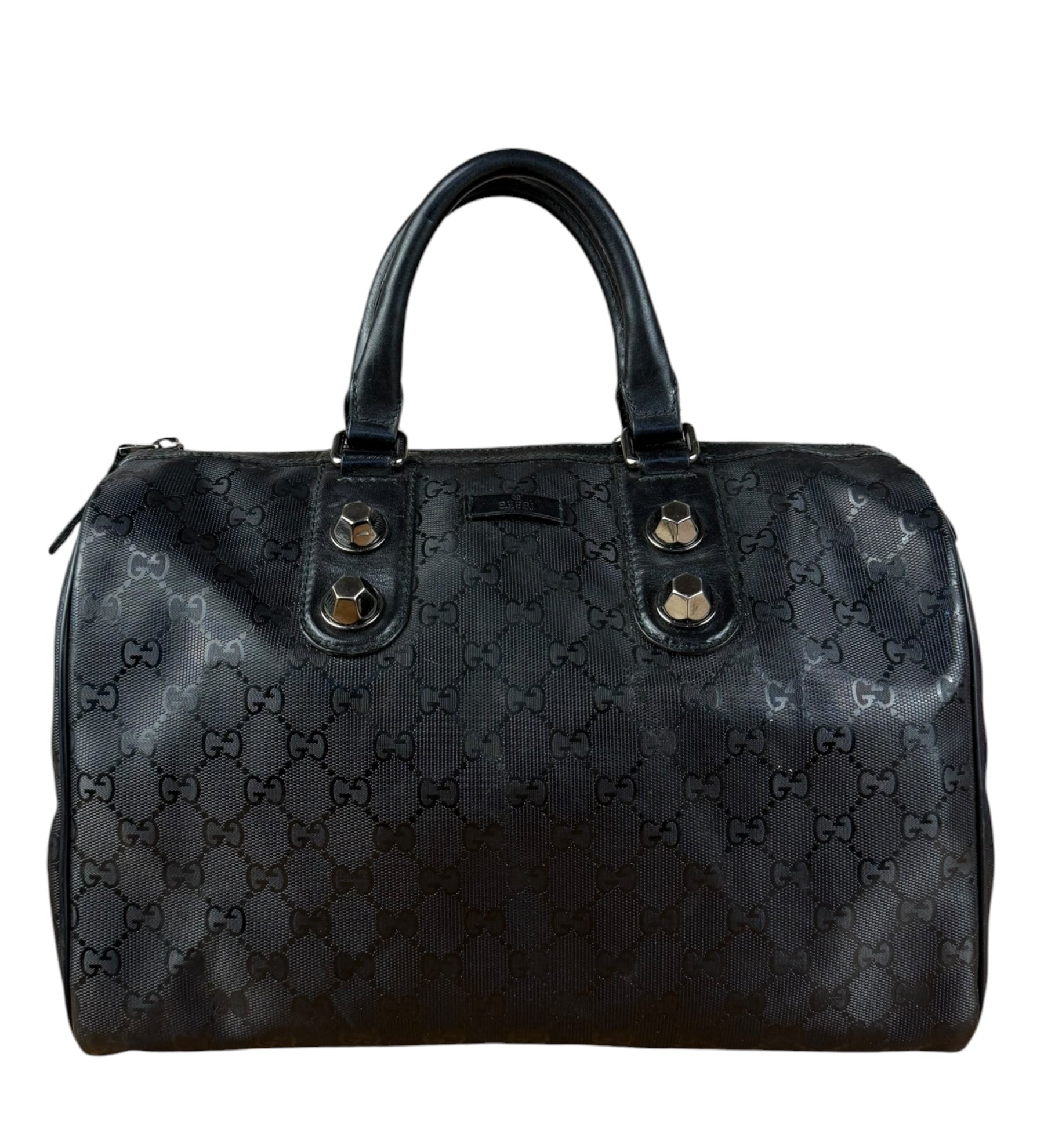 Gucci GG Black Leather Joy Boston Imprime Hand Bag