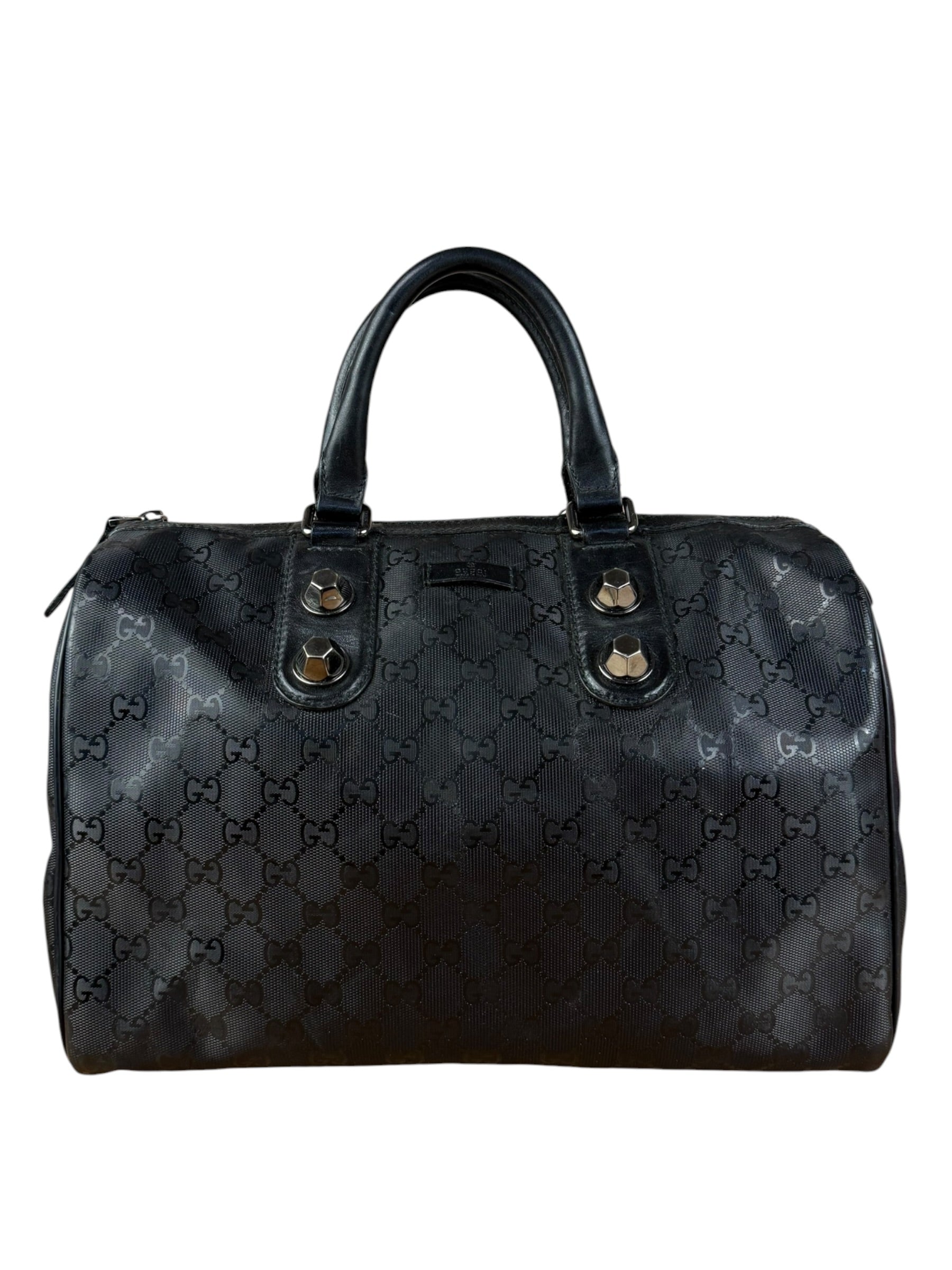 Gucci GG Black Leather Joy Boston Imprime Hand Bag
