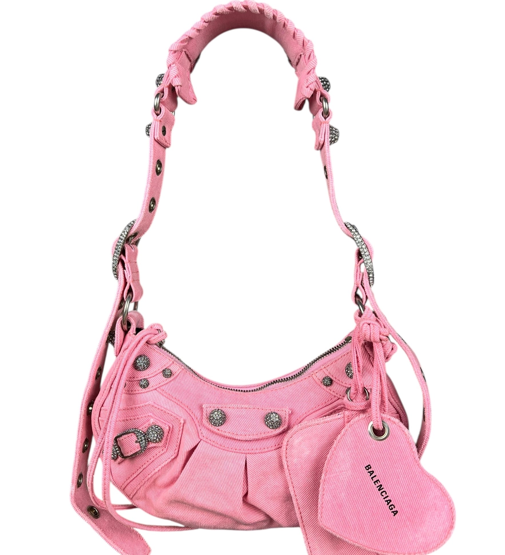 Balenciaga Pink Denim Le Cagole Shoulder Bag