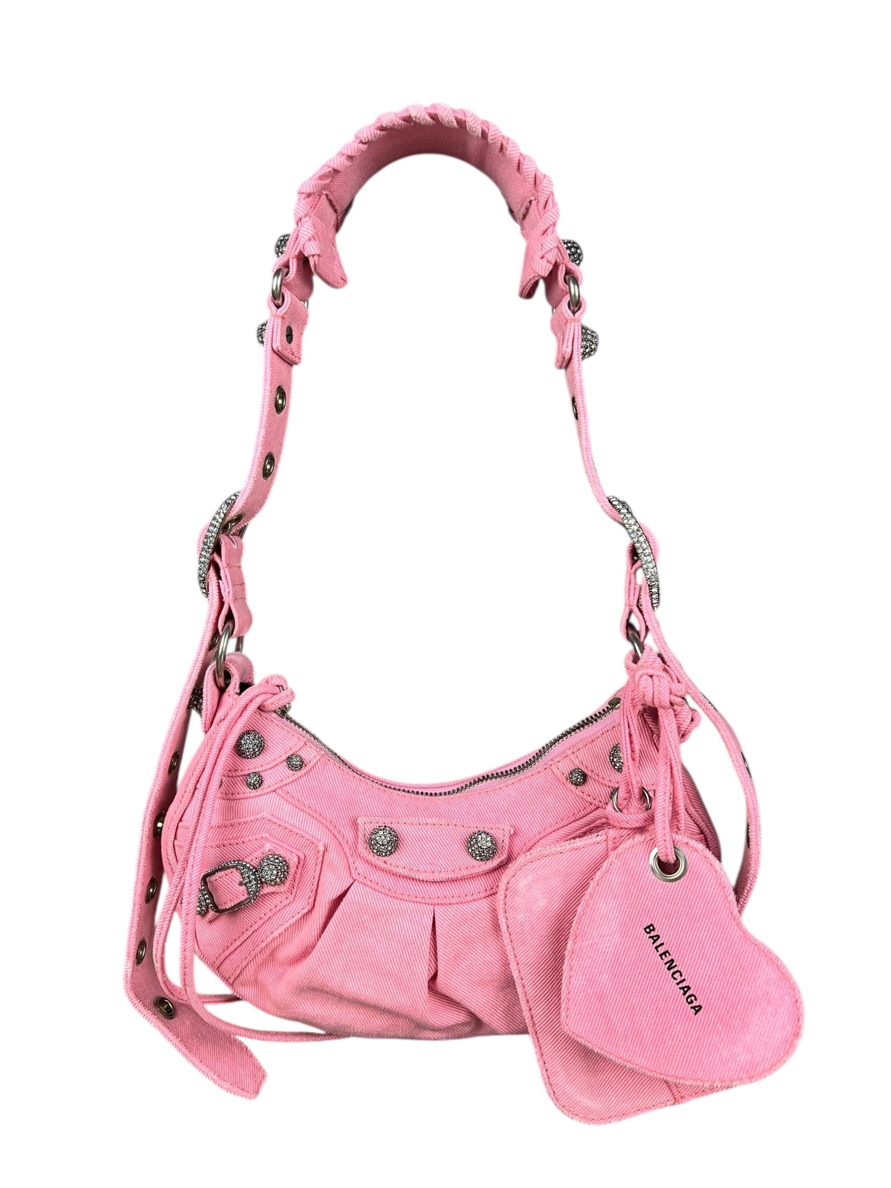 Balenciaga Pink Denim Le Cagole Shoulder Bag