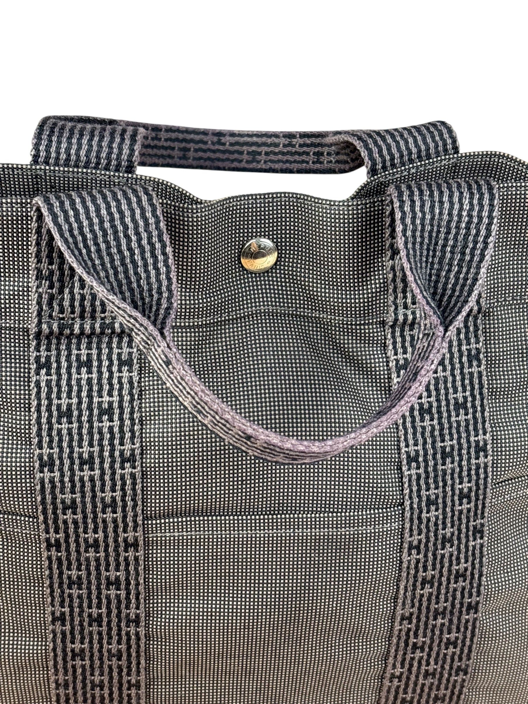 Hermes Grey Canvas Herline Tote Bag