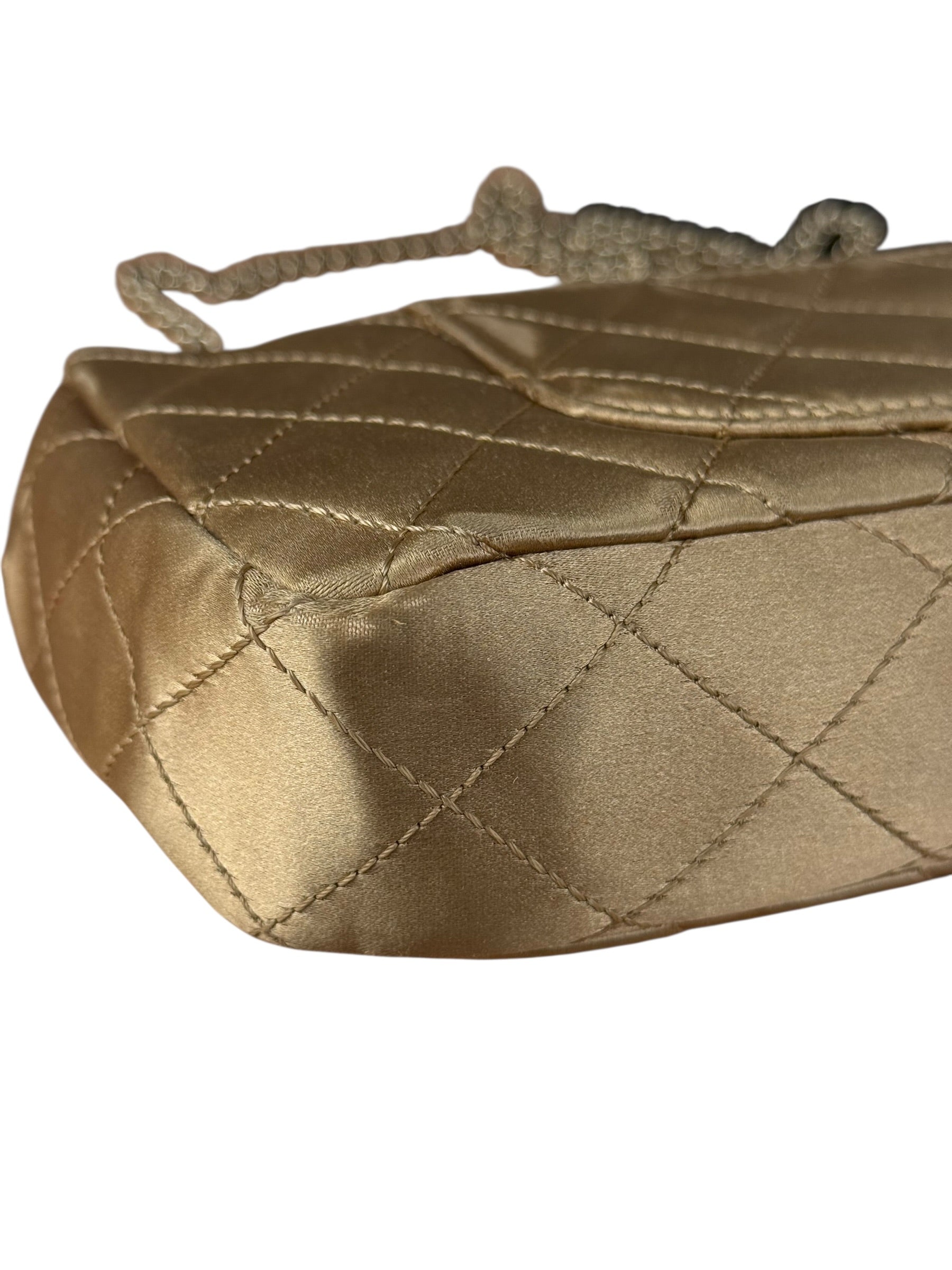 Chanel CC Limited Edition Gold Satin Quilted Flap Bag 2008
