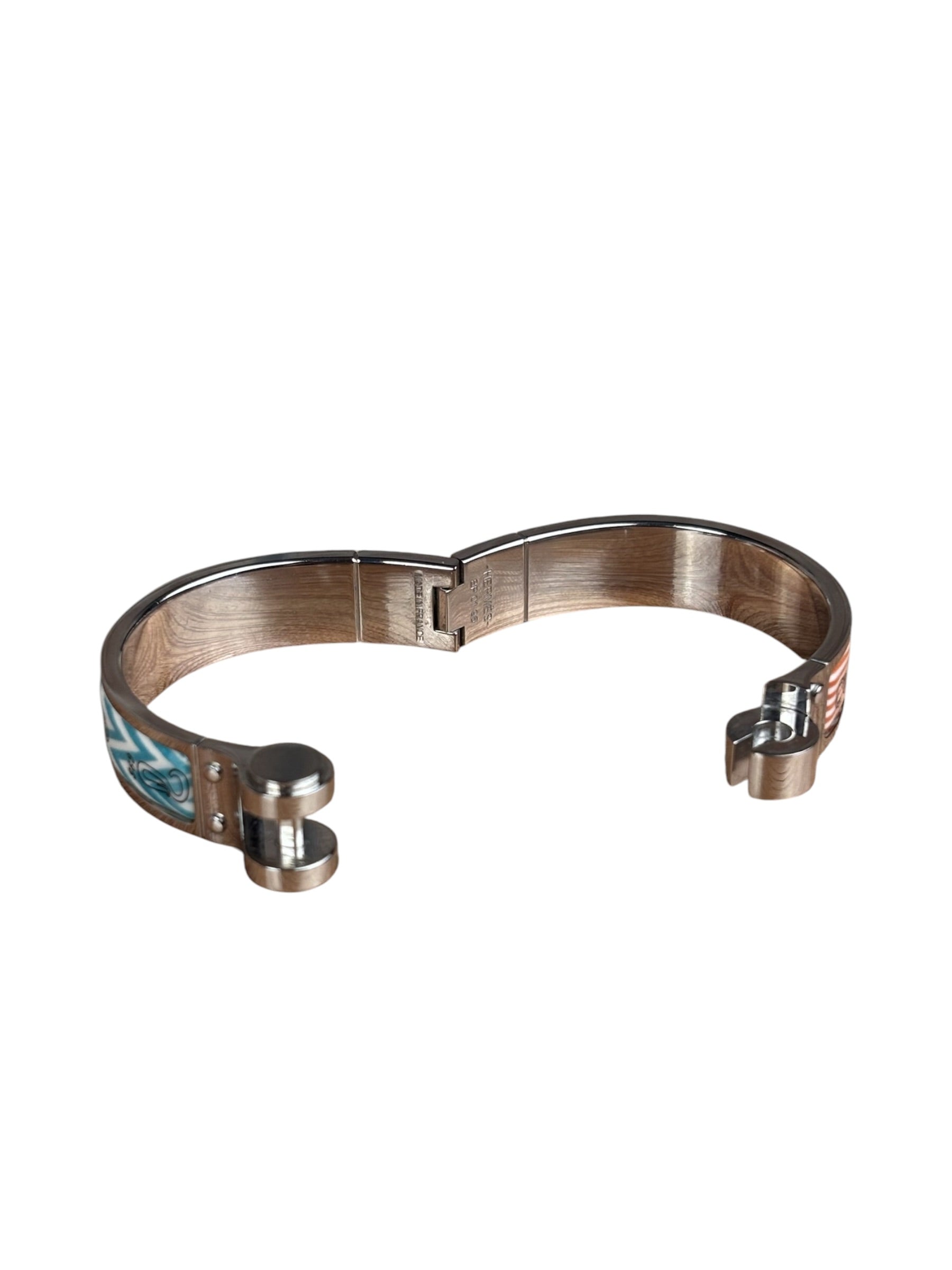 Hermes Palladium Plated Charniere Enamel Bangle PM