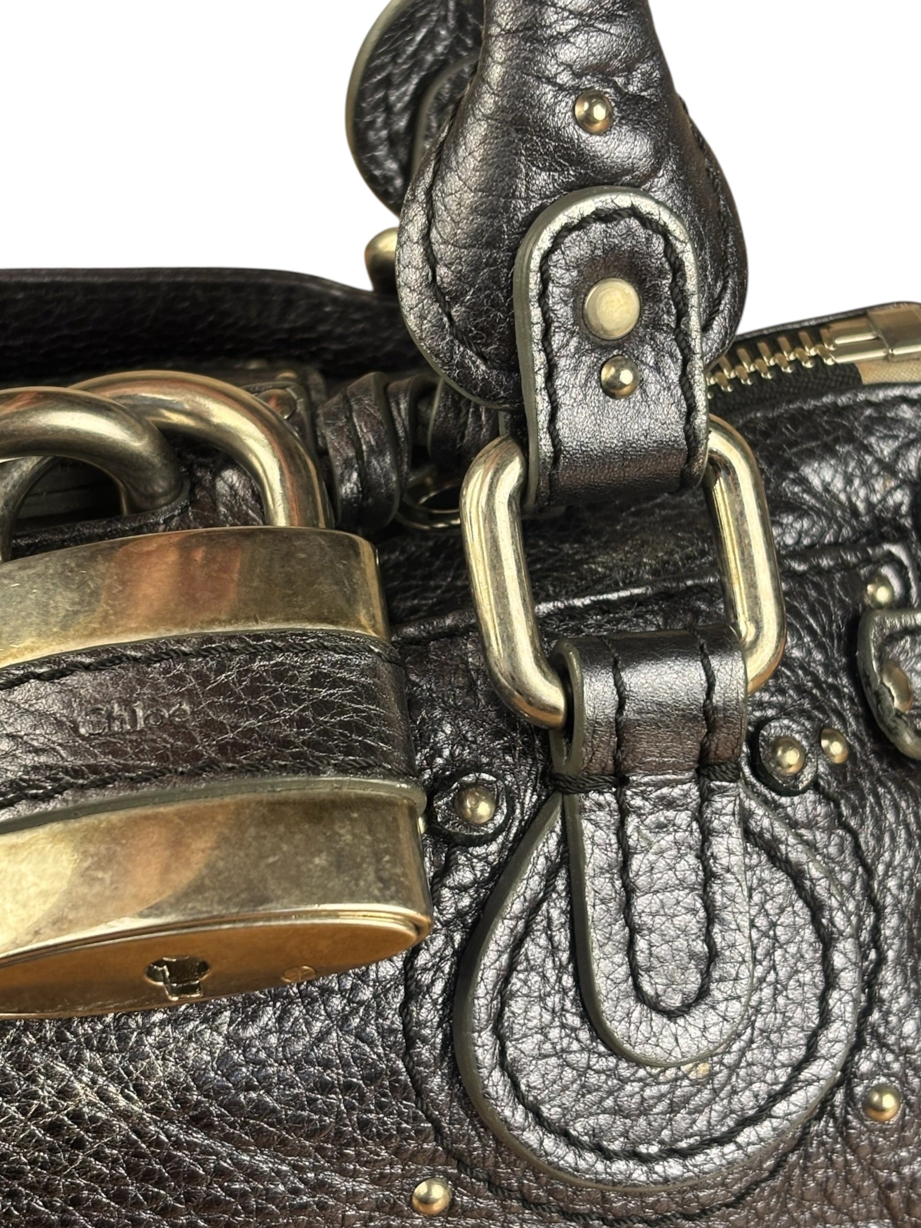 Chloé Grey Metallic Small Paddington Handbag