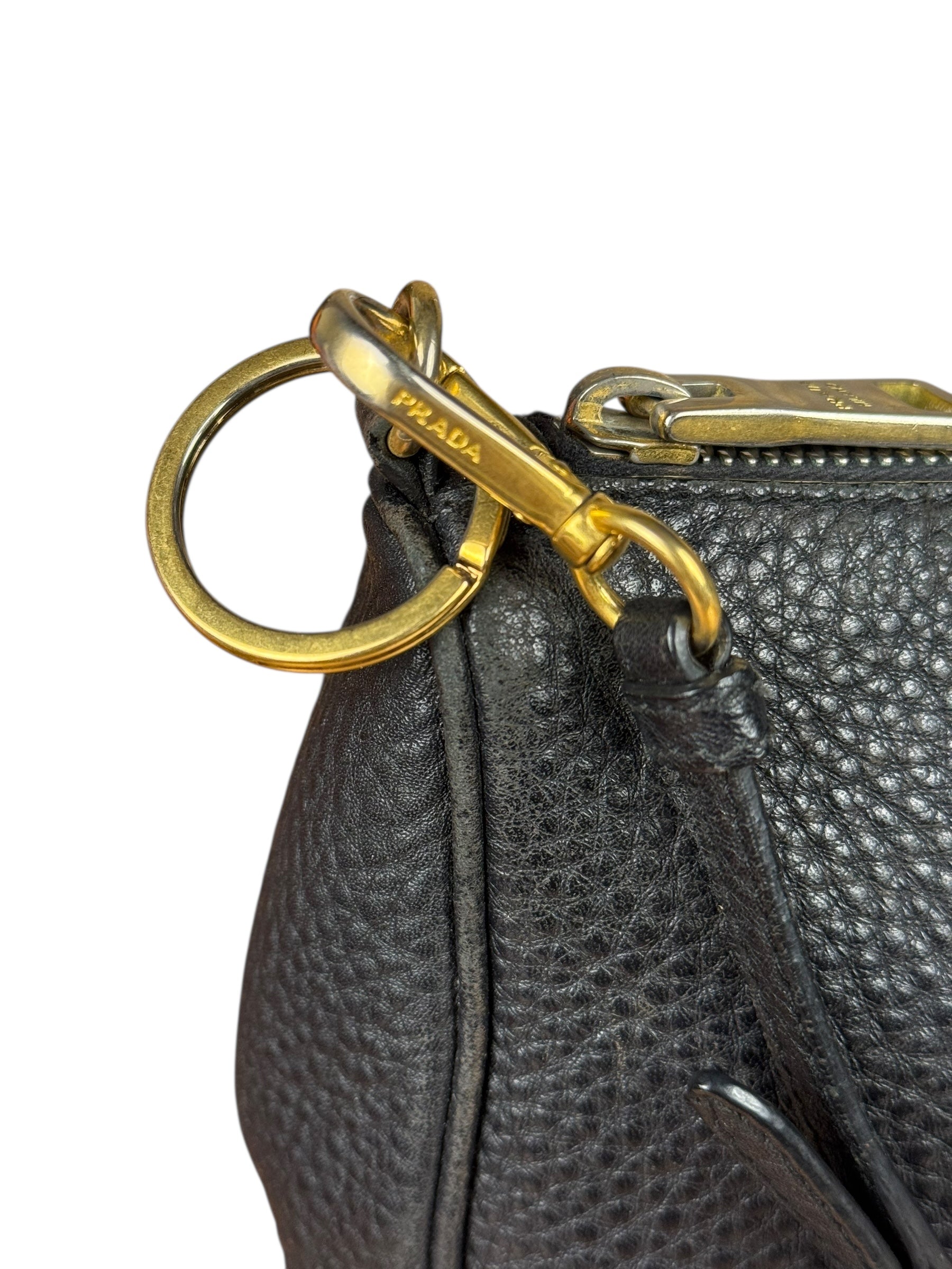 Prada Black Pebbled Leather Pochette