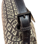 Fendi Black/Beige Leather Trim Zucca Mamma Baguette