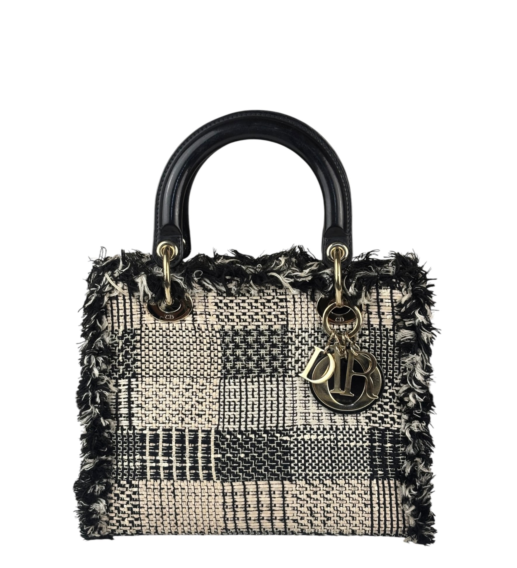 Christian Dior Black/White Tweed Lady Dior Two-Way Bag
