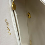 Chanel White Quilted Leather CC Flap Shoulder Bag 2013