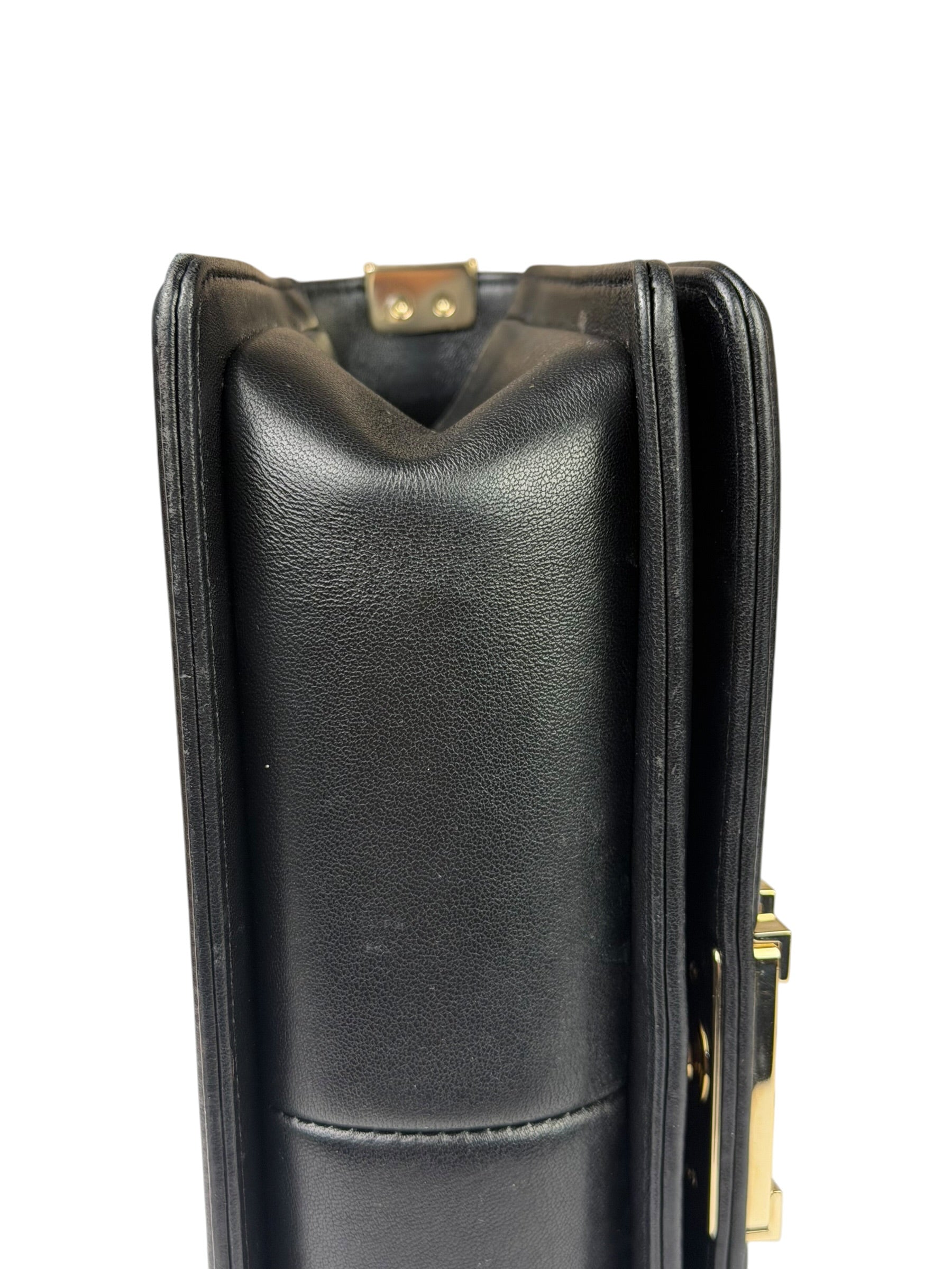 Chanel Black Chevron Leather Boy Medium Flap Bag 2017