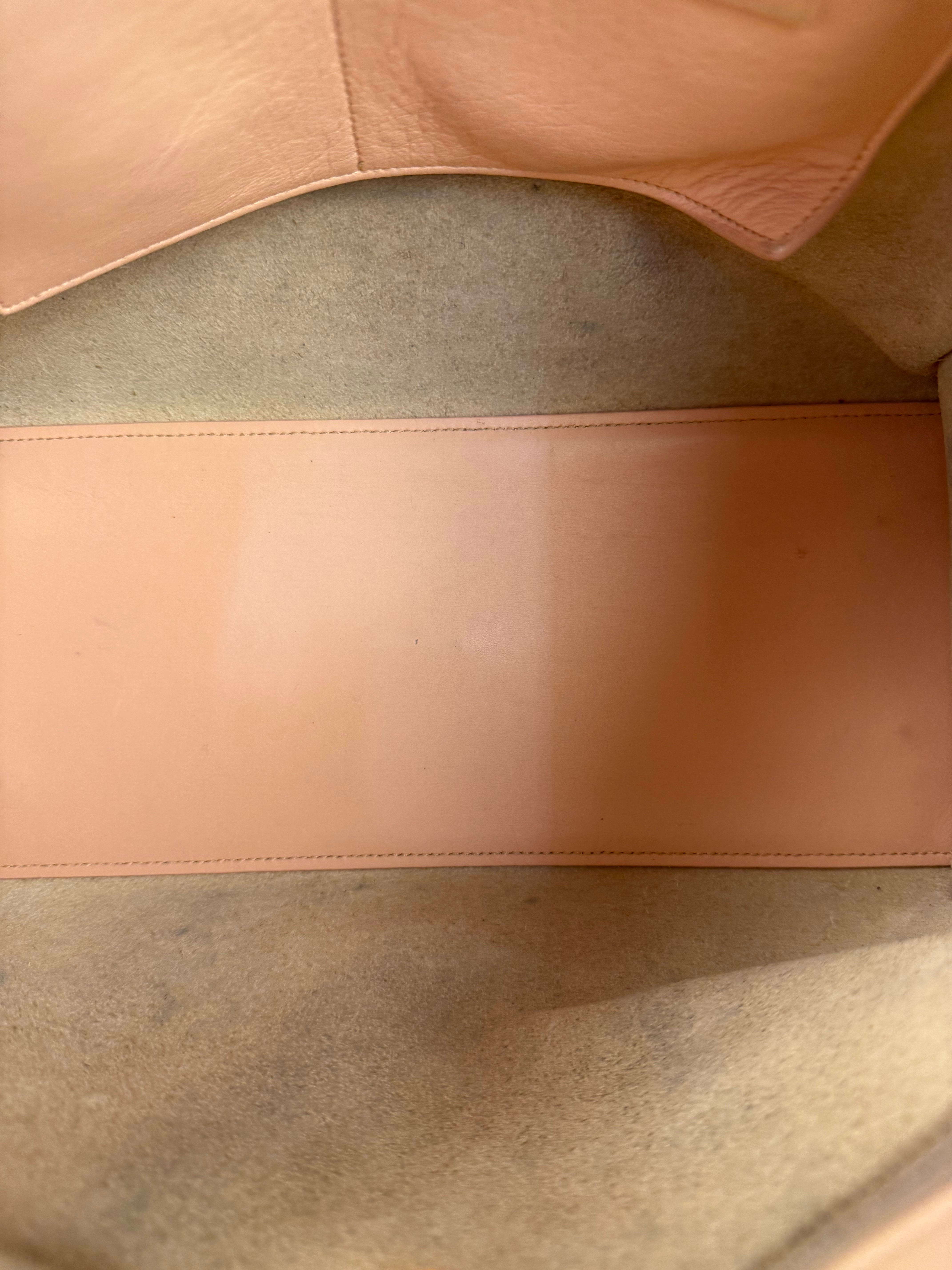 YSL Vintage Classic Y Cabas Peach Leather 2Way Handbag