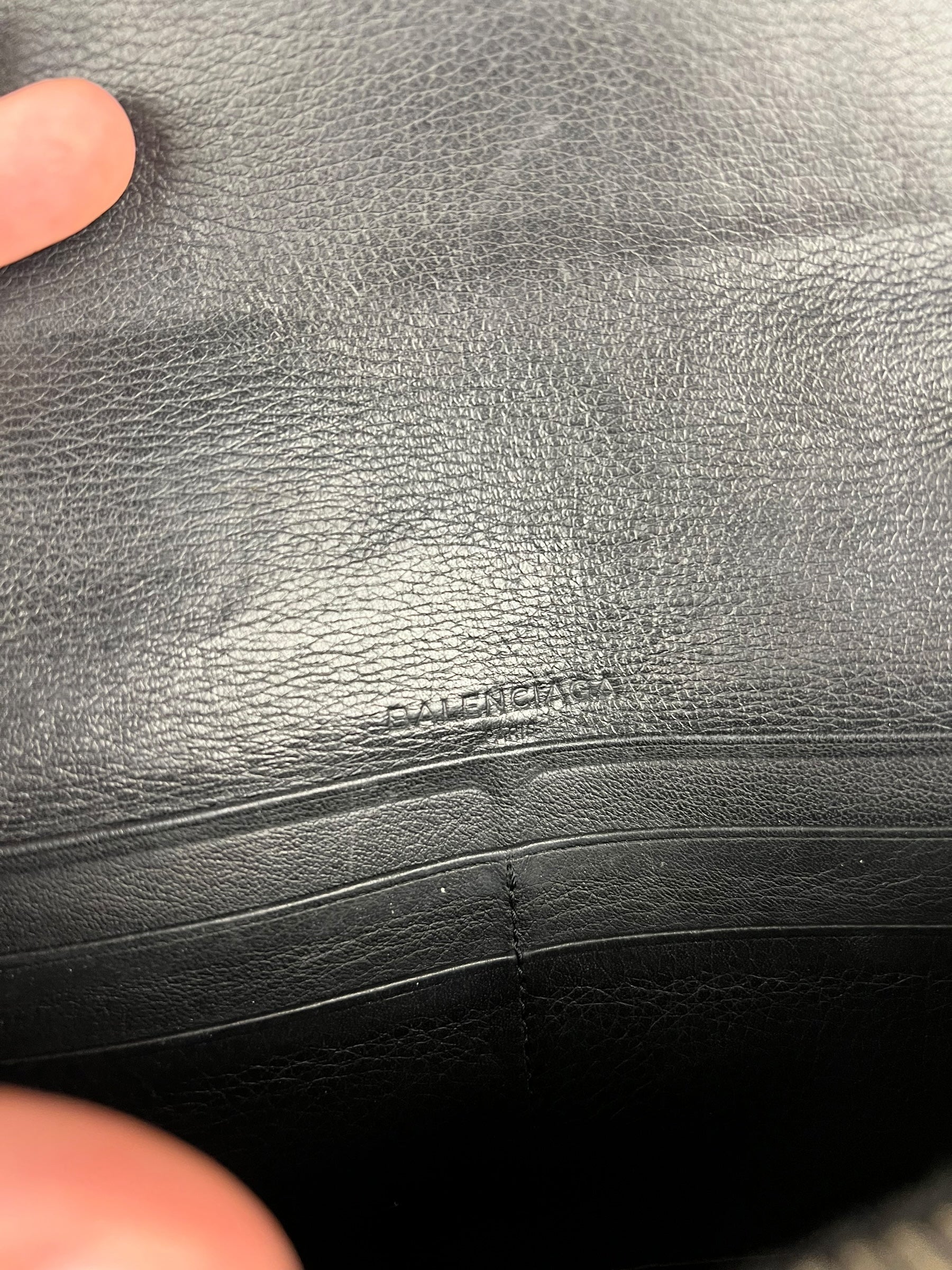 Balenciaga Black Leather Flap Wallet on Chain Bag