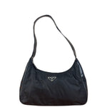 Prada Black Tessuto Nylon Leather Trim Hobo Bag