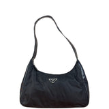Prada Black Tessuto Nylon Leather Trim Hobo Bag