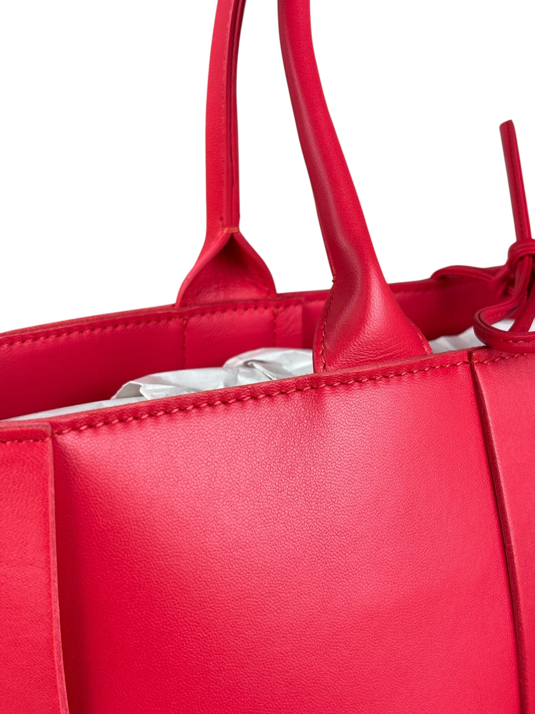 Bottega Veneta Red Leather Arco Tote Bag
