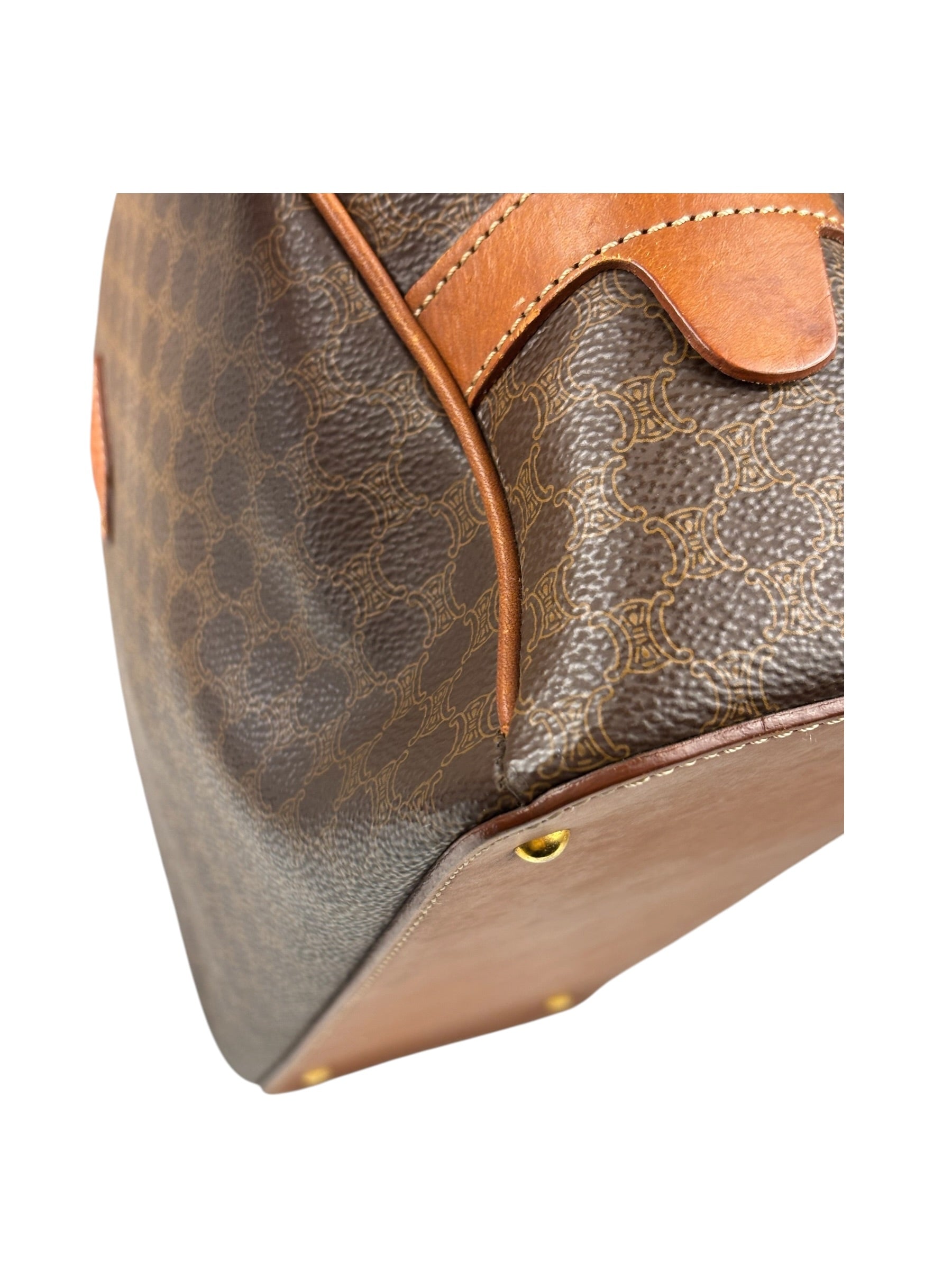 Celine Brown Leather Macadam Dome Handbag