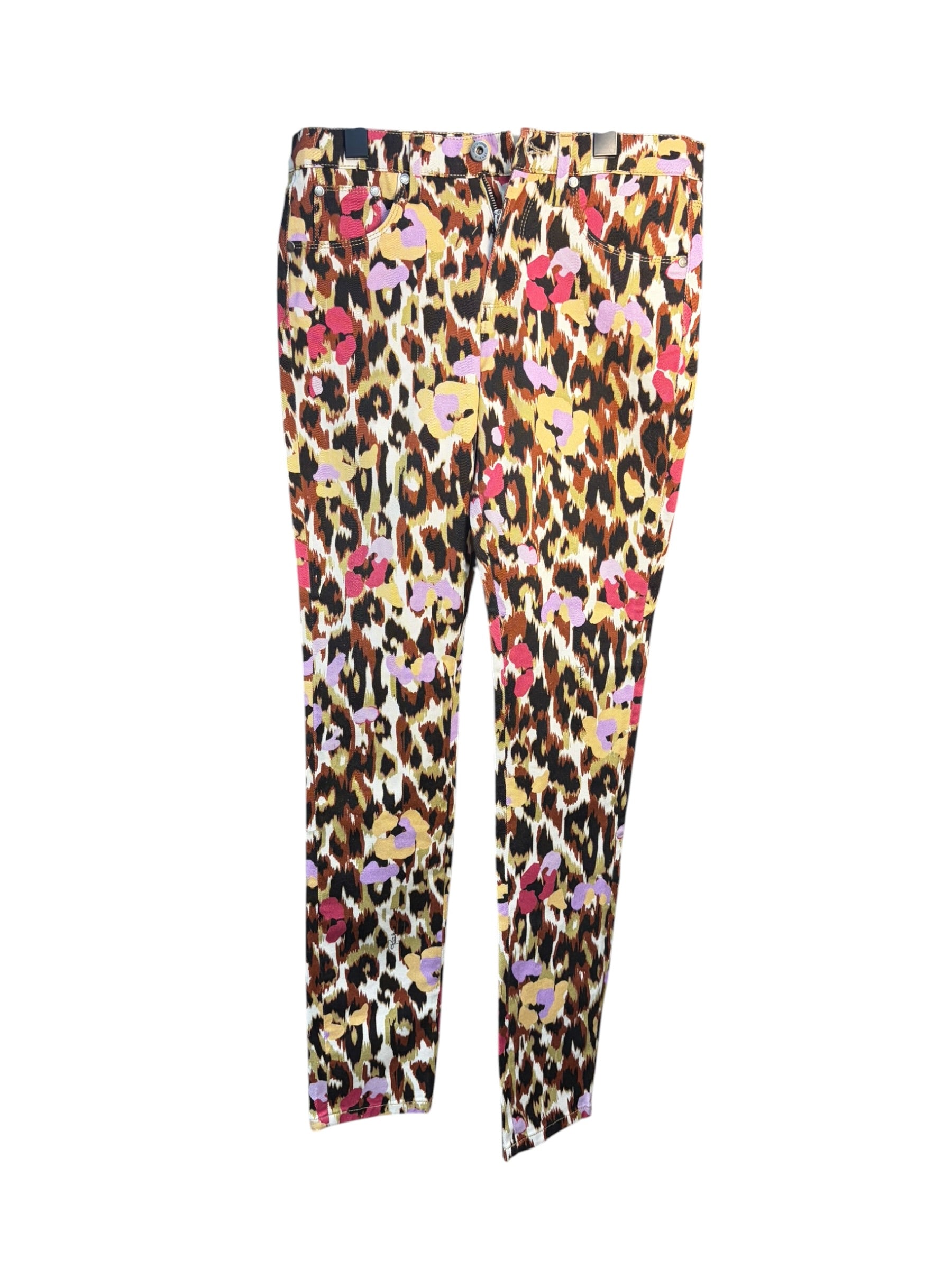 Roberto Cavalli Multicolored Animal-Print Denim Straight Pants
