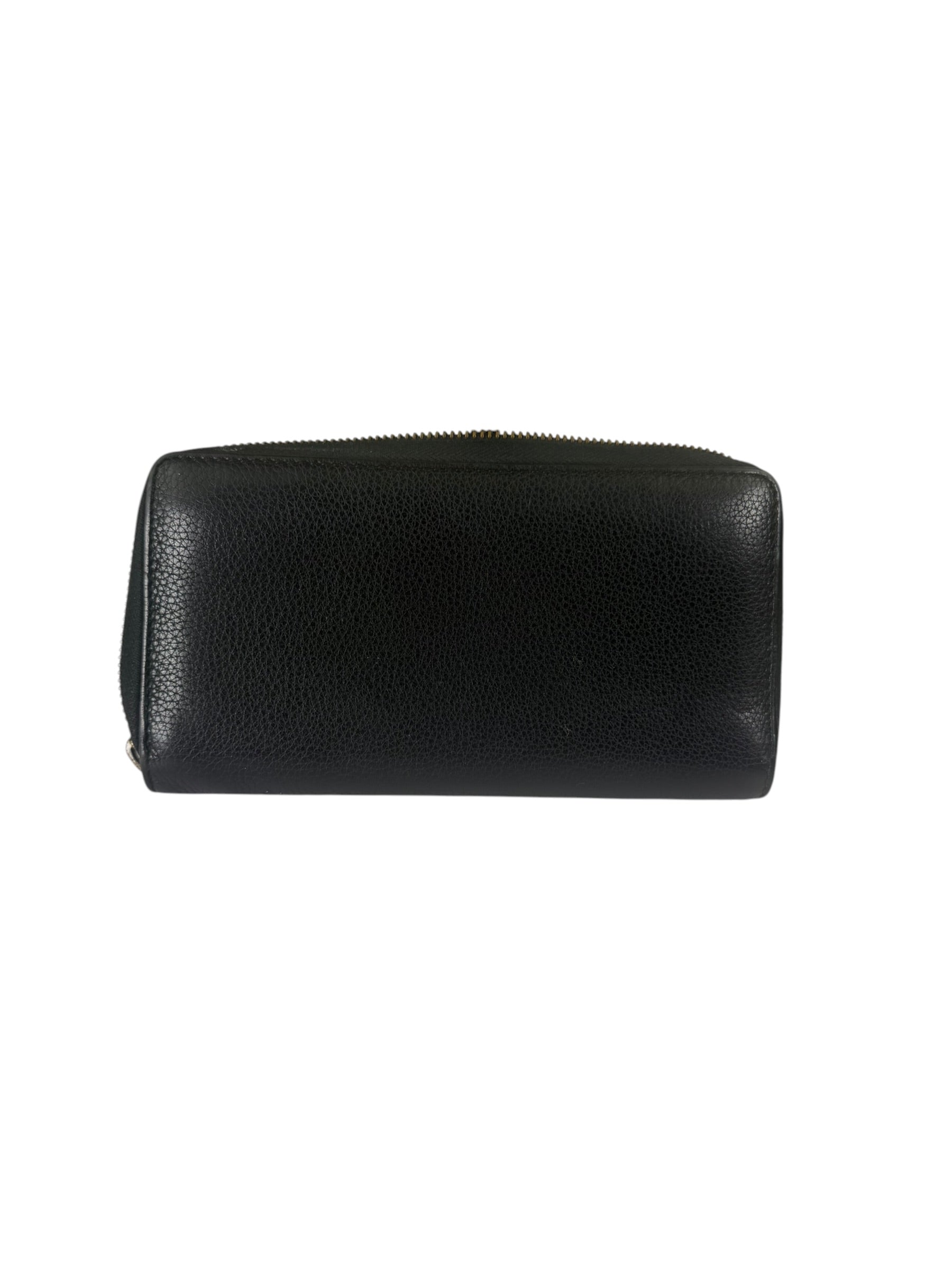 Gucci Black Leather Zip-Around Long Wallet