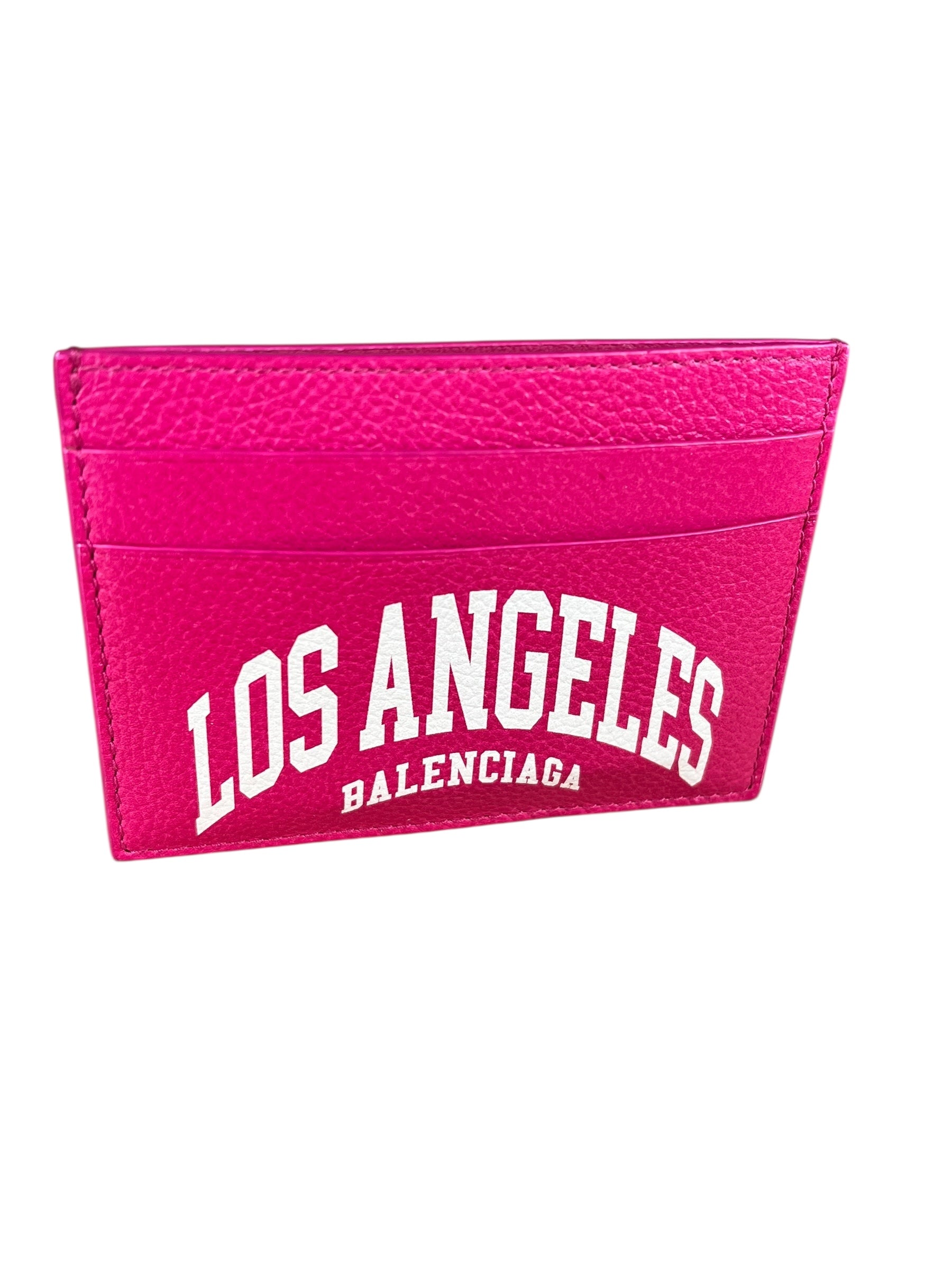 Balenciaga Leather Los Angeles Card Holder Fuchsia
