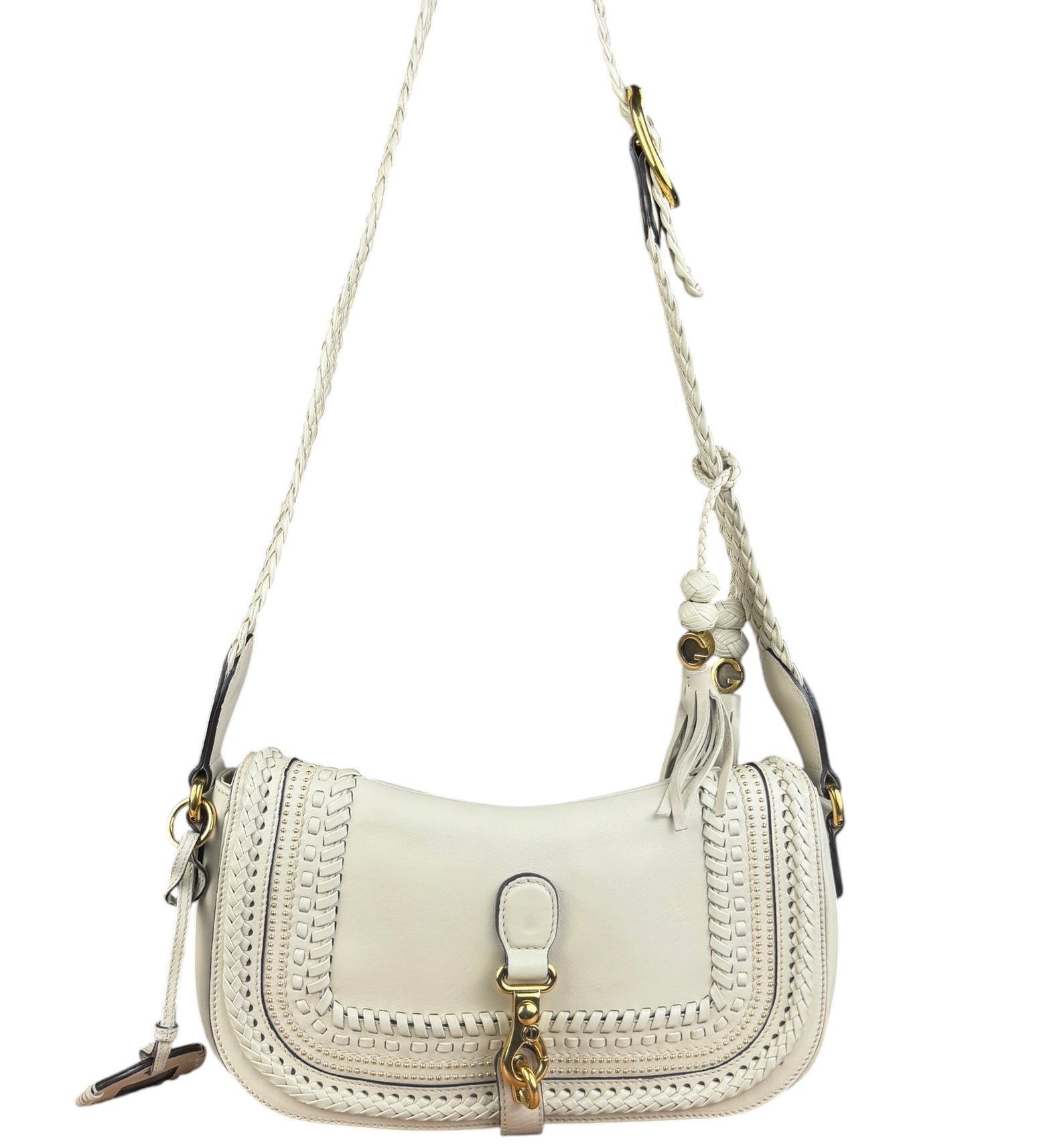 Gucci Limited Edition White Leather Marrakech Satchel Shoulder Bag
