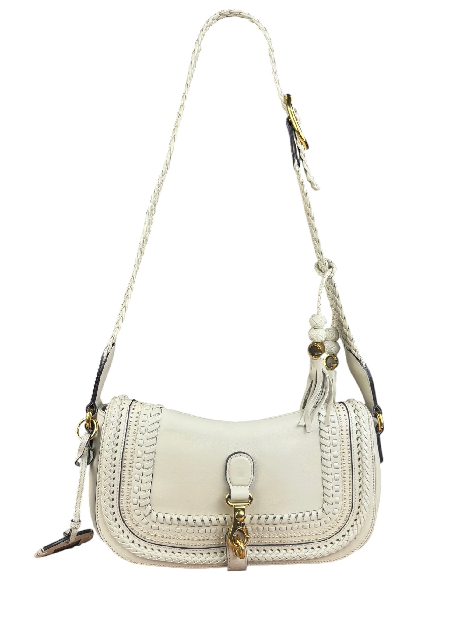 Gucci Limited Edition White Leather Marrakech Satchel Shoulder Bag