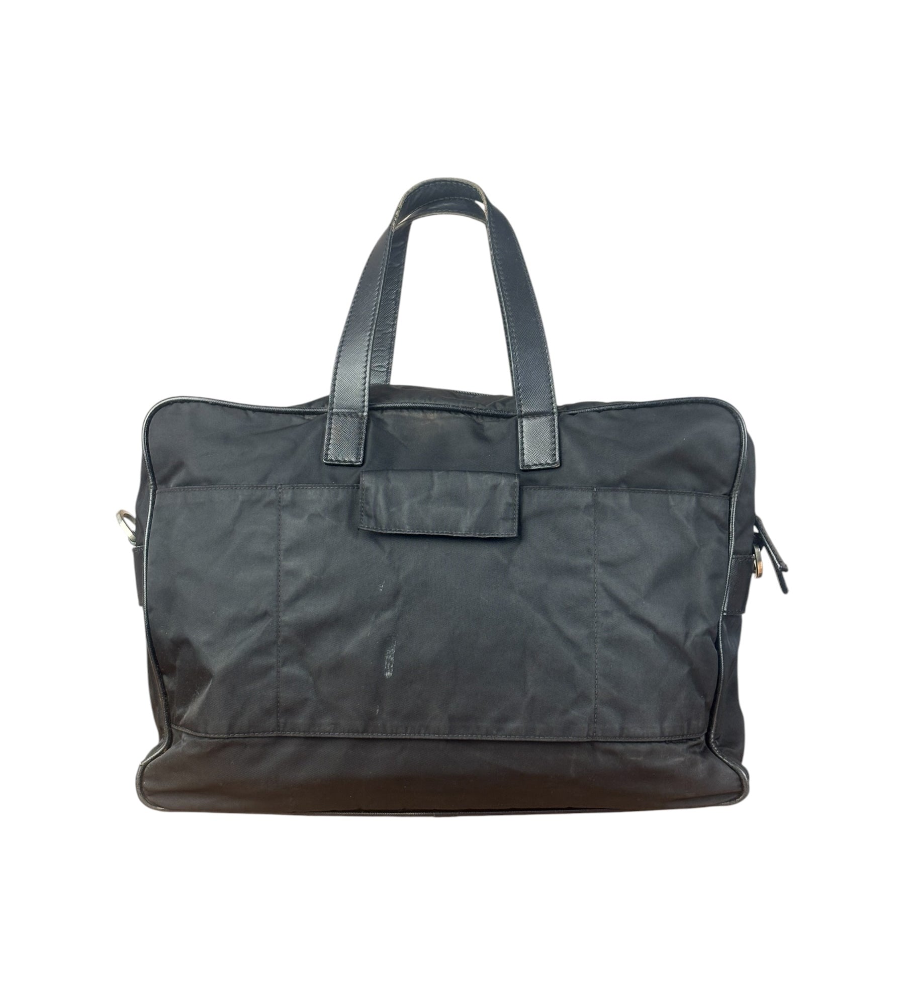 Prada Vintage Nylon Black Front Pocket Work Bag