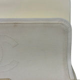Chanel White Denim/Leather Trim Greek Collection Flower Double Flap Bag 2018