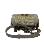 Chanel Grey Suede Beaded Pearl/Bead Boy Flap 2014