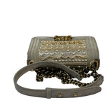 Chanel Grey Suede Beaded Pearl/Bead Boy Flap 2014