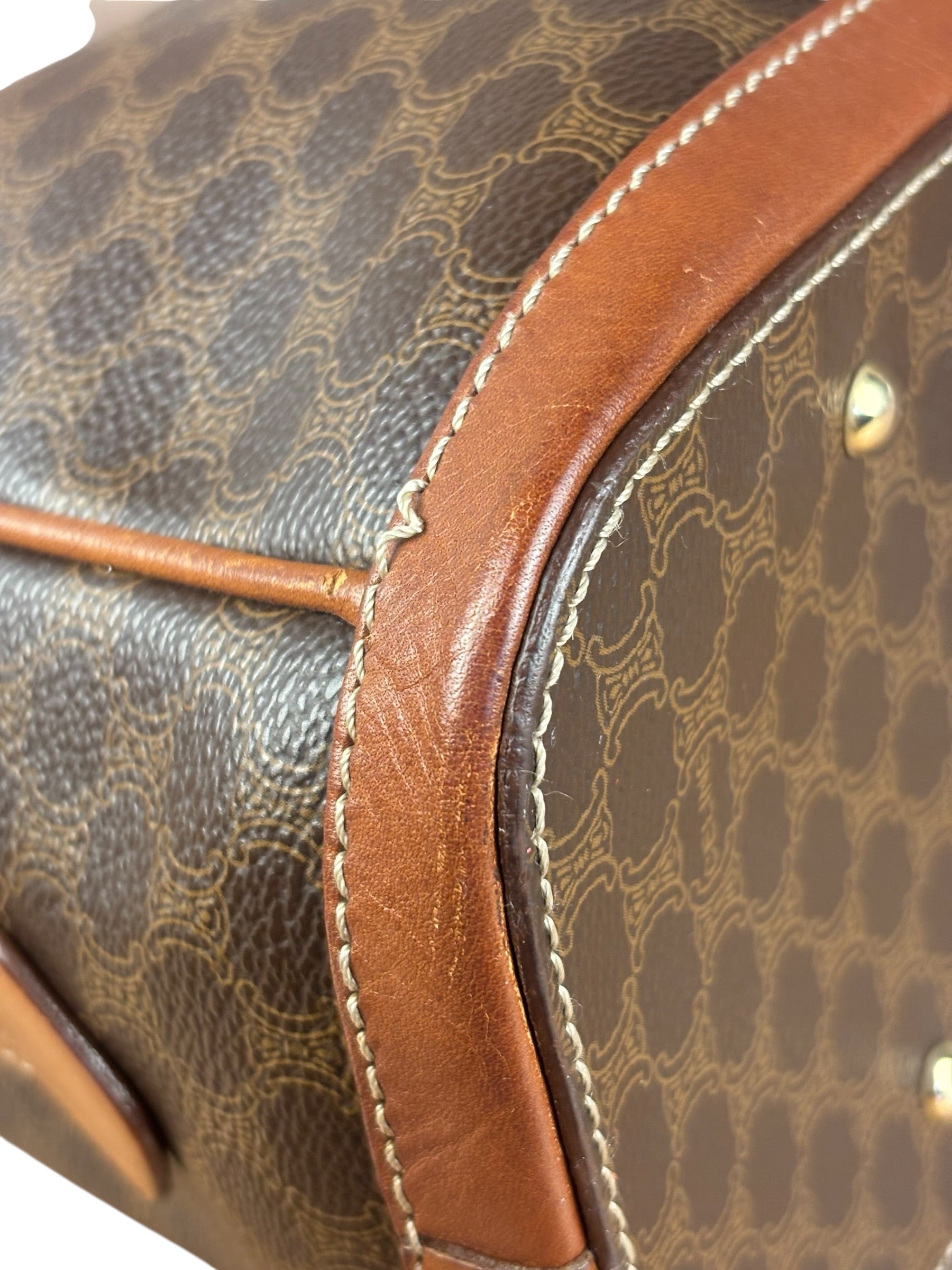 Celine Vintage Macadam Print Bowler Top Handle Bag