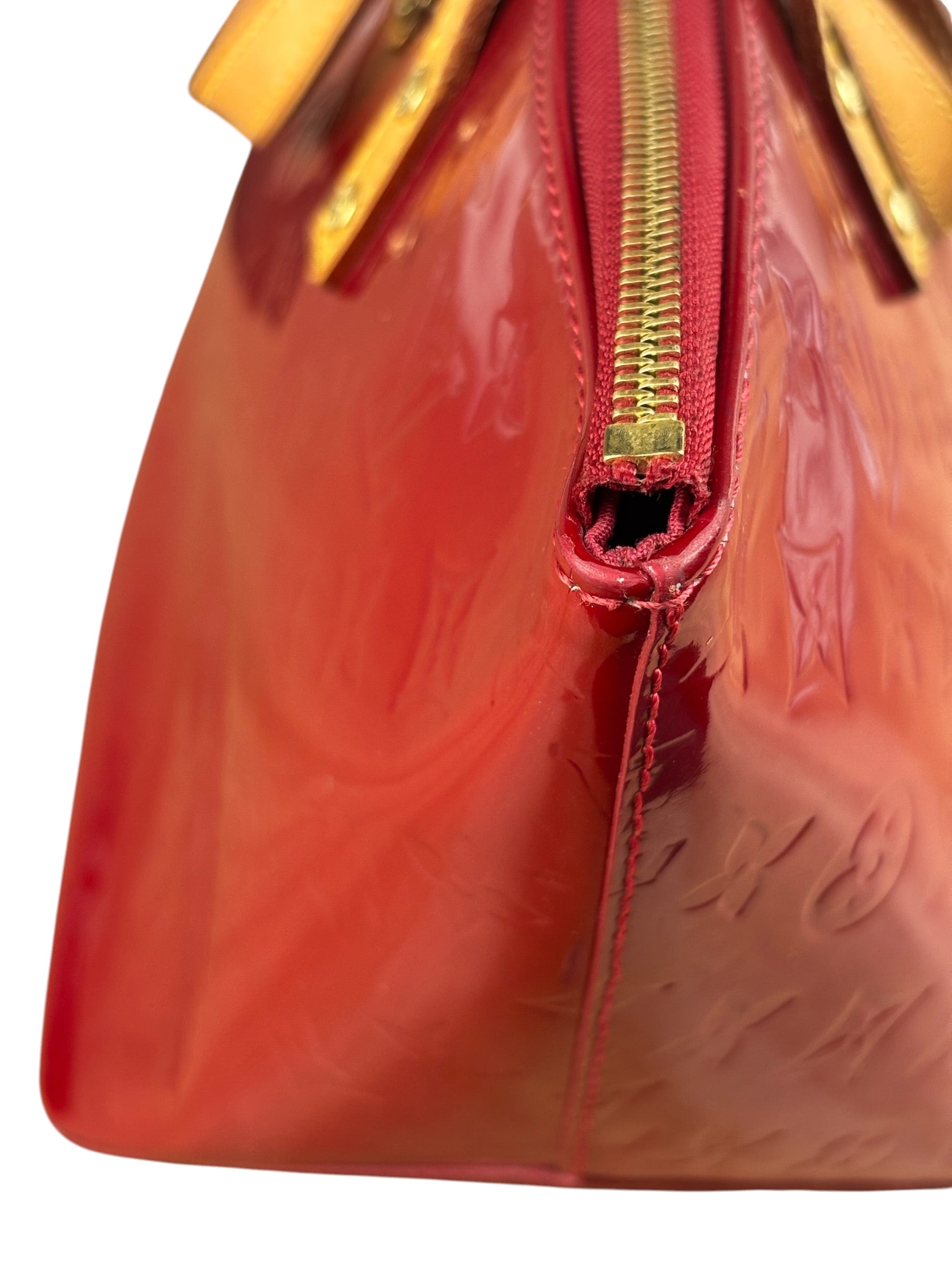Louis Vuitton Red Leather Monogram Vernis Bellevue Handbag PM