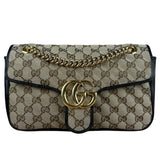 Gucci Beige/Black GG Marmont Shoulder Bag
