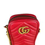 Gucci GG Marmont Vertical Phone Crossbody Bag Red