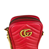 Gucci GG Marmont Vertical Phone Crossbody Bag Red