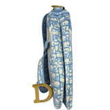 Christian Dior Blue/White Oblique Embroidered Saddle Bag