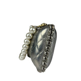 Chanel Metallic Silver Quilted Chain Around Clutch Shoulder Bag 2011