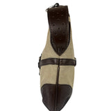 Gucci Brown/Beige Leather Trim Reins Canvas Web Hobo Bag