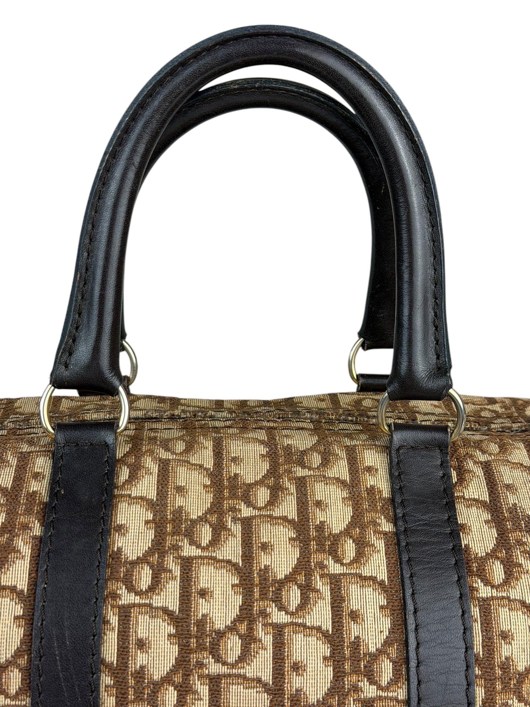 Christian Dior Brown Leather Trotter Boston Handbag