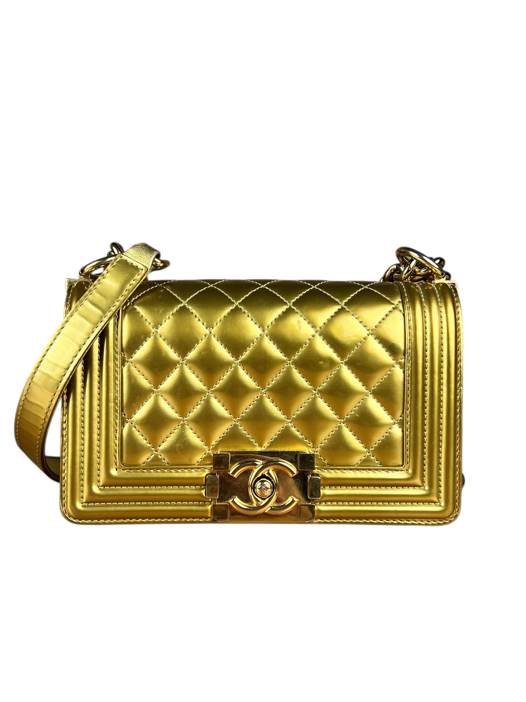 Chanel Gold Metallic CC Boy Bag 2014